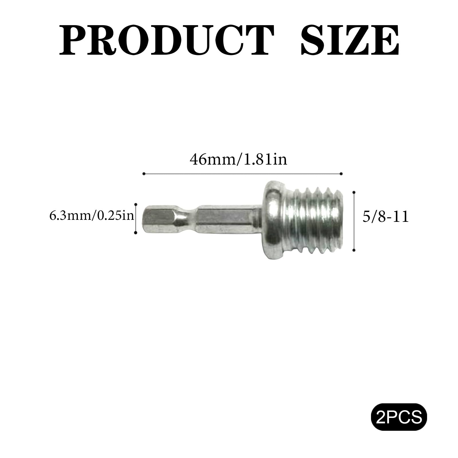 2Pcs 5/8"-11 to 1/4" Hex Shank Drill Adapter High-Speed Steel — Amazon image 2