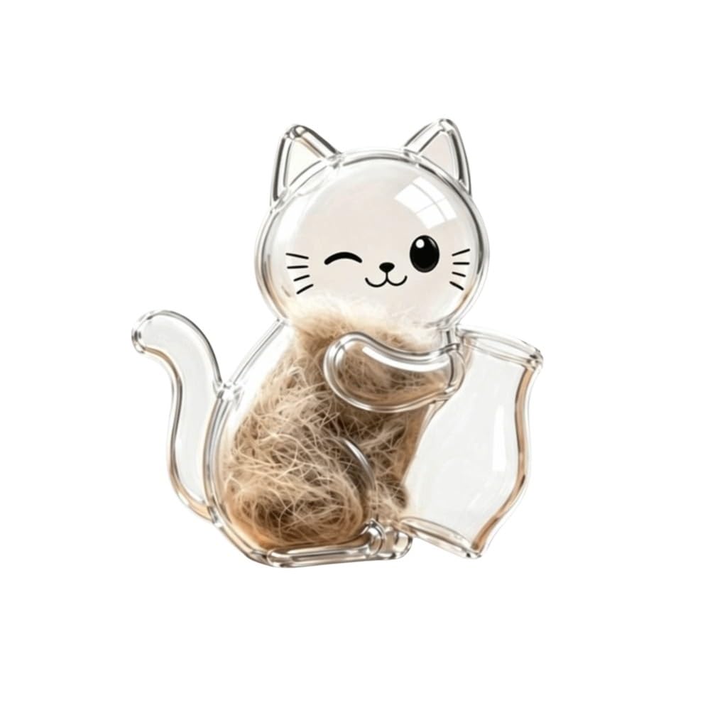 Ropicean 4Pcs Suction Cartoon Cat Refrigerator Stickers - Acrylic Cat Shape Pet Hair & Whisker Memorial Storage Box(Color 4)