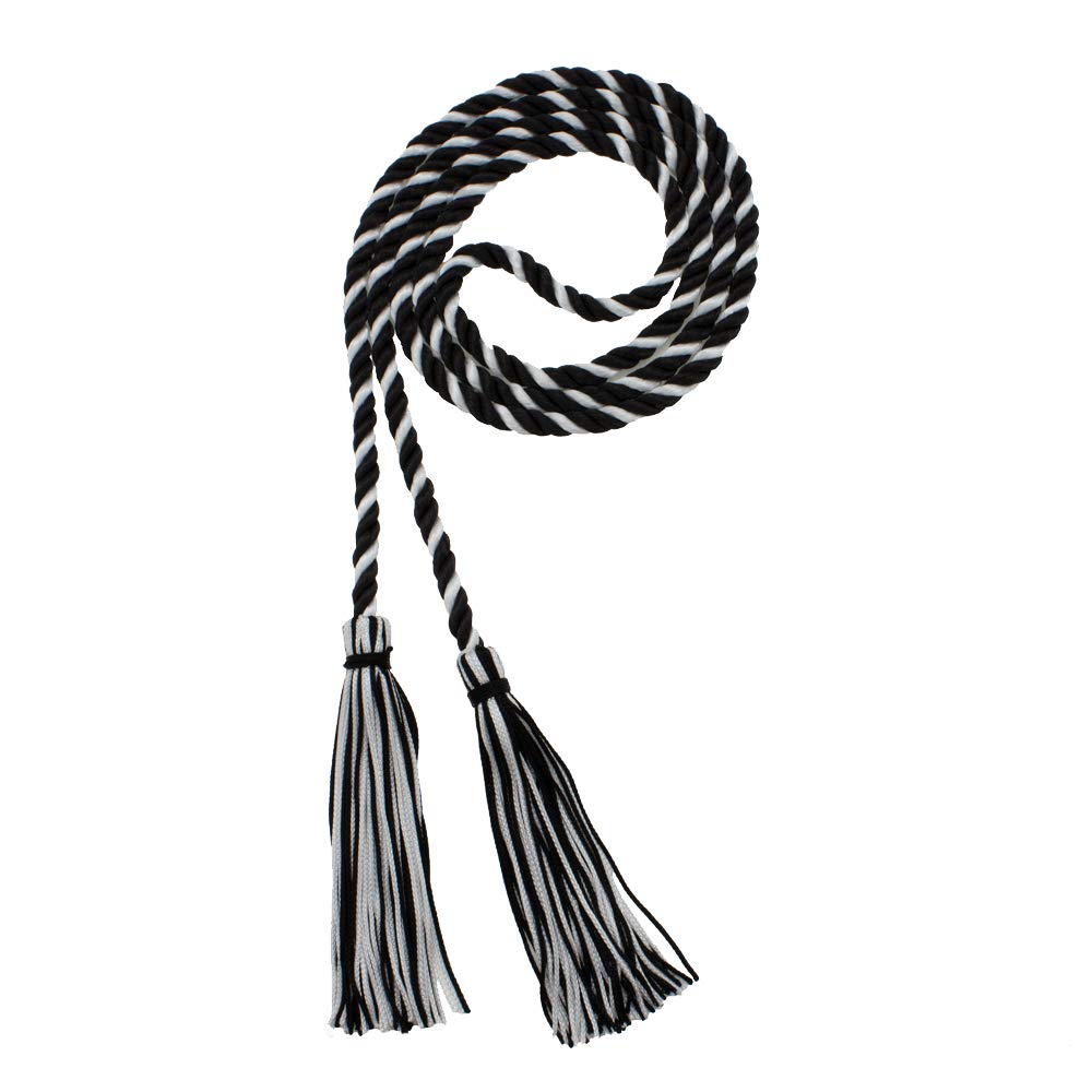 Tassel Depot Graduation Honor Cord - Black/White - Every School Color Available - Made In Usa