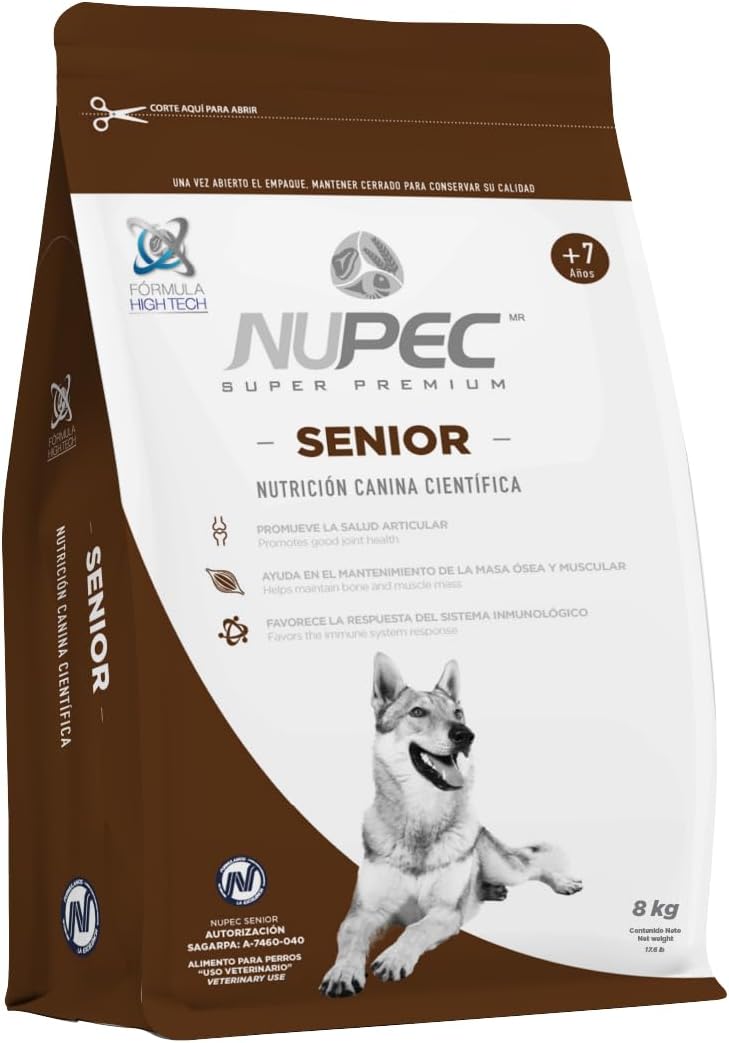 Mildhug Nupec croquetas para Perros, Senior, presentación de 8 kg.