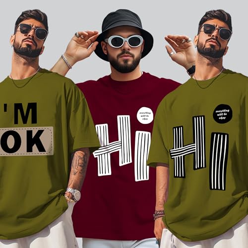 Image of AUSK Oversized T-Shirts || Printed Loose Fit Half Sleeve Tshirt for Mens