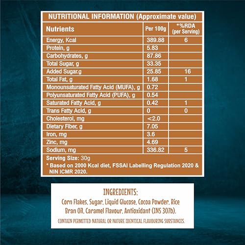 Image of 8:00 AM Corn Flakes Honey & Almond 300 Gram, No Cholesterol, Trans Fat, Artificial Additives, Source Of Fiber, Iron & Calcium, Crunchy & Nutritious Whole Grain Breakfast Cereal