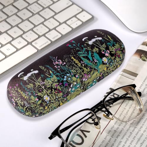 Image of PERFECTSIGHT Hard Shell Eyeglasses Case, PU Leather Protective Glasses Case, Cute Eyeglass Case for Women Men Girls
