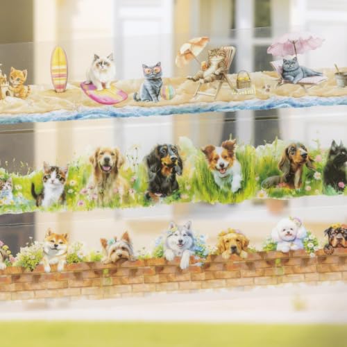 Image of PET Tape Set for Junk Journal,6 Rolls Cute Cat Tape Stickers,Clear Pet Dog Stickers for Scrapbooking,Journaling,Planner,DIY Arts Crafts,Notebook,Phone Case,Cups(Pet Time)