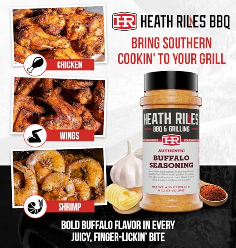 Heath Riles BBQ Rub - Buffalo Seasoning, Champion Pitmaster Recipe, Legendary Rubs For Smoking & Grilling, 70+ BBQ Championships, 8 oz.