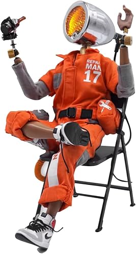 Steampunk Cyberpunk Robot Lámpara de mesa - Decoración de habitación, luz nocturna y adorno de escritorio de metal creativo