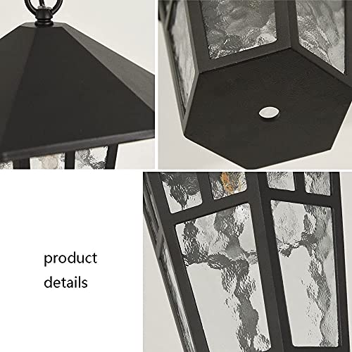 Luminaire suspendu de cour en verre texturé et métal durable E27 - 2
