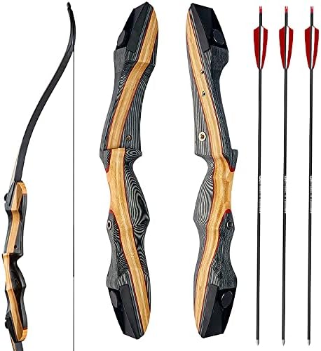 Lightning Archery Recurve Bow and Arrow Set 62" Archery Hunting Bow Wooden Takedown Recurve for Adults Teens Beginners to Advanced Outdoor Practice & Hunting(35lb, Right Hand)