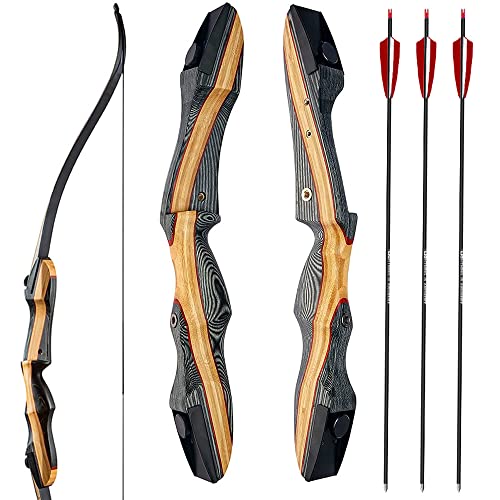 Lightning Archery Recurve Bow And Arrow Set 62" Archery Hunting Bow Wooden Takedown Recurve For Adults Teens Beginners To Advanced Outdoor Practice & Hunting(55Lb, Right Hand) #TOP22