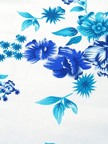 Image of Swayam Set of 2 Pure Cotton Bolster Cover | 30x30 Inch | Soft Breathable Masnad Cover 160TC | Durable & Washable | Floral Print Bolster Cover for Diwan, Bed & Sofa - Blue & White