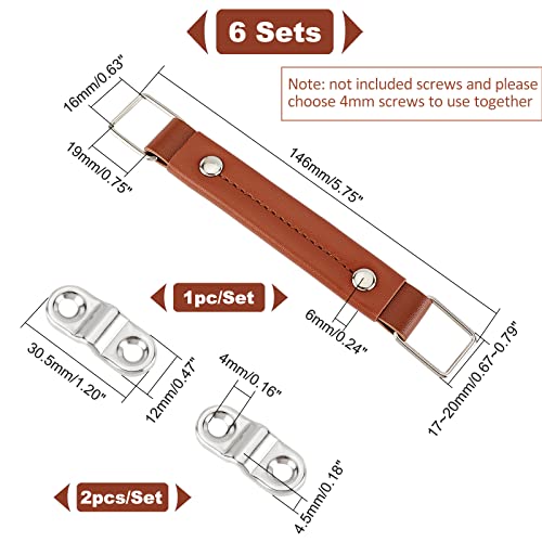 Image of WADORN 6 Pack Leather Luggage Part Handle, 5.7 Inch Luggage Handle Pull Repair Replacement Luggage Case Handle Grip for Suitcase Password Box Spare Carry Strap Short Briefcase Handle, Brown