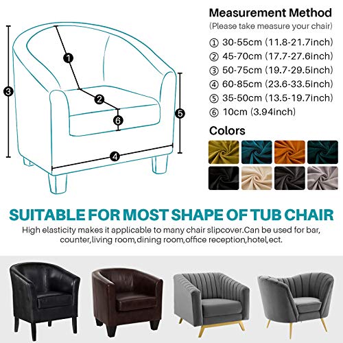 Mingfuxin 2 Pieces Tub Chair Covers,Upgraded 2 IN 1 Design Stretch Velvet Armchair Sofa Slipcover with Cushion Cover - Image 3