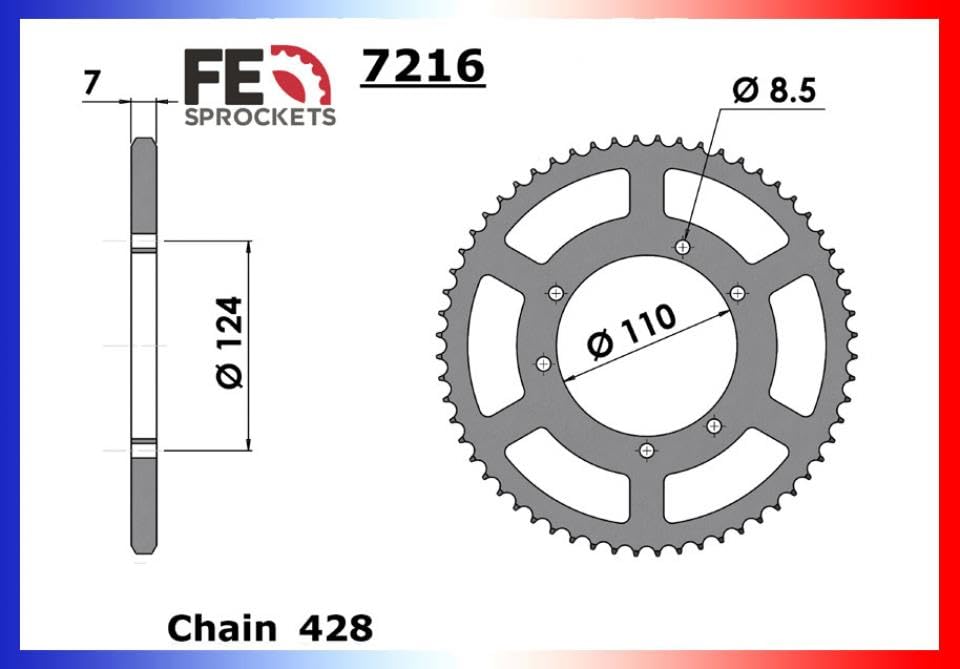 Corona de transmisión Francia Equipamiento para Moto HRD 50 Sonic 1998 a 2001 7216.50