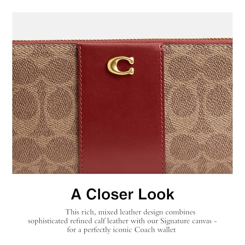 COACH Women's Slim Accordion Zip Travel Accessory-Envelope Card Holder, B4/Tan/Ruby, One Size4