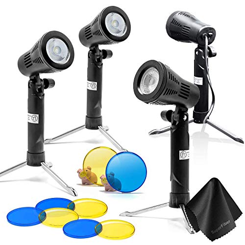 LimoStudio 4 Sets Photography Continuous 5500K LED Portable Light Lamp for Table Top Studio with Color Filters, Photography Photo Studio, AGG3081