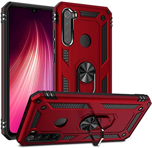 Image of DR VAKUHybrid Ring Armor Back Cover for Redmi Note 8 Tough Armor Bumper Case with 360 Metal Rotating Kickstand Ring Holder - Red