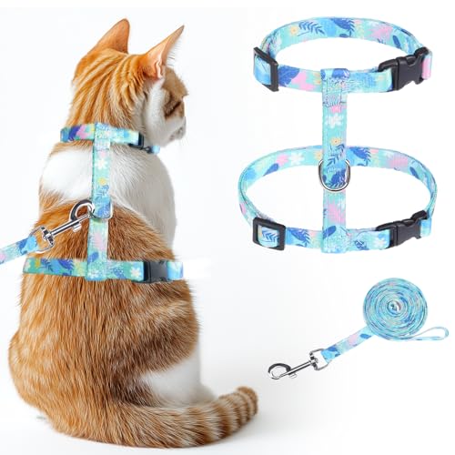KOOLTAIL Cat Harness and Leash Set, Escape Proof Adjustable Kitten Harness for Walking Travel, Safe & Easy Control Outdoor, Lightweight Soft Pet Harness for Small Medium Large Cats, Leaf Green