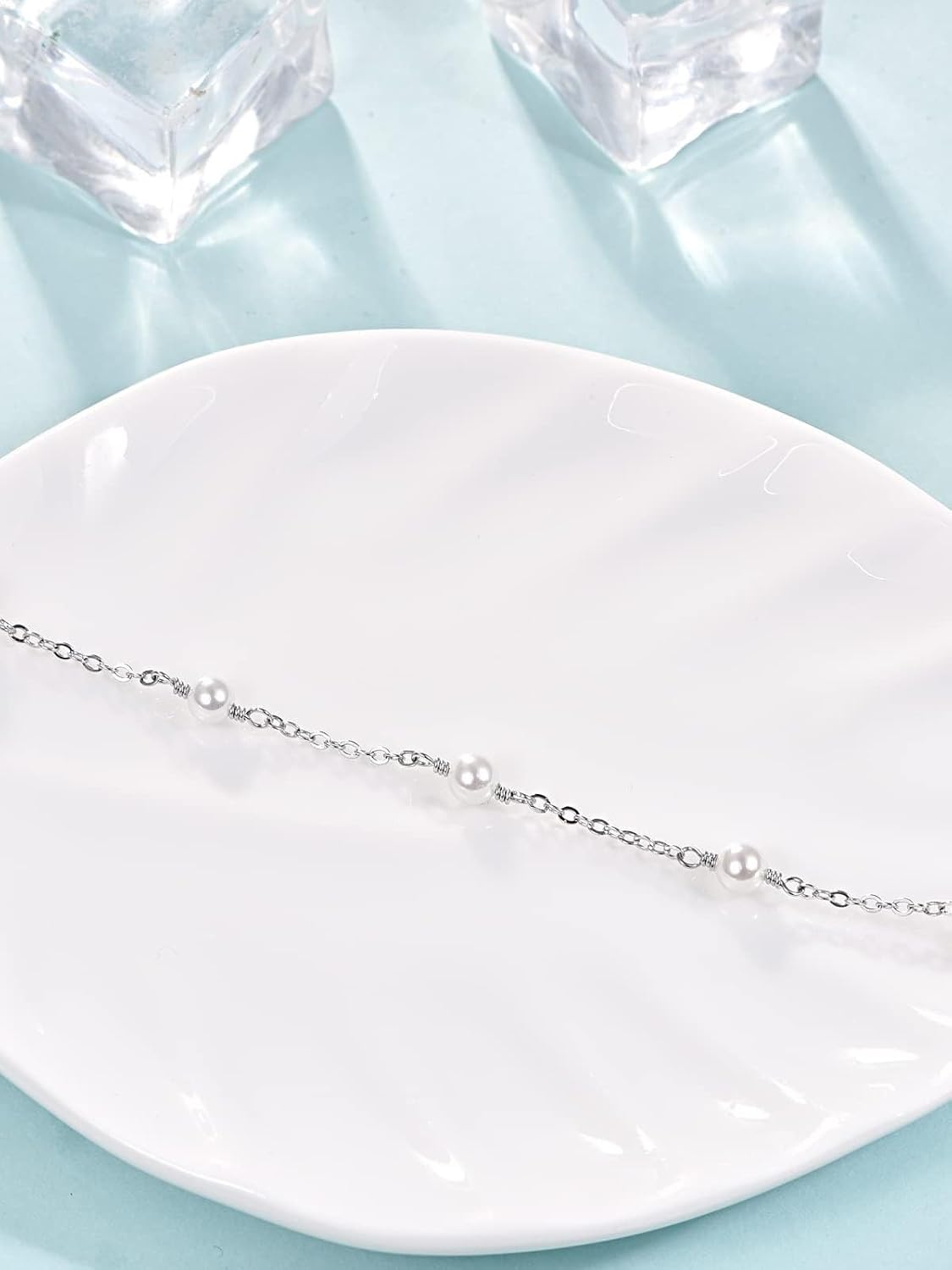 Palpitate Pearl Ankle Bracelets 925 Sterling Silver Pearl Anklets for Women Pearls Anklets Jewelry Christmas Gifts for Mom Friends