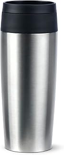 Emsa N20201 Travel Mug Classic Isolierbecher 0,36 Liter | neuer Komfort-Schraubverschluss | Edelstahl | 4h heiß und 8h kalt | 100% dicht | spülmaschinenfest | 360°-Trinköffnung | Edelstahl