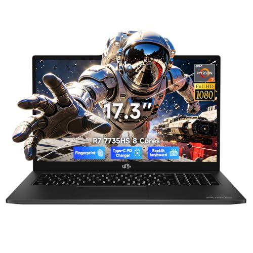 Image of NIMO 17.3 inch FHD IPS Gaming Laptop, AMD Ryzen 7 Computer (Up to 4.75 GHz, Beat i7-12650H) with 64GB DDR5 RAM 2TB SSD Radeon 680M GPU 2-Yr Warranty 180 View Multifuntional for Business Creator Student