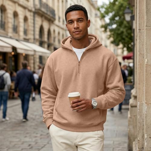 Mens Zipper Hoodie Fleece 1/4 Zip Classic Big and Tall Oversized Hoodies - image 6