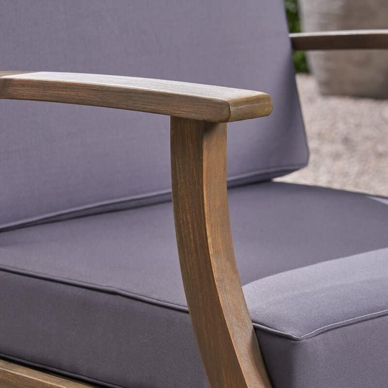 Image of Krishna Wood Decor Wooden Armchair Set of 2 Solid Sheesham Wood || Patio,Outdoor,Garden Chair, Balcony Indoor Chair || Blue Cushions, Bedroom Furniture || Walnut Finish