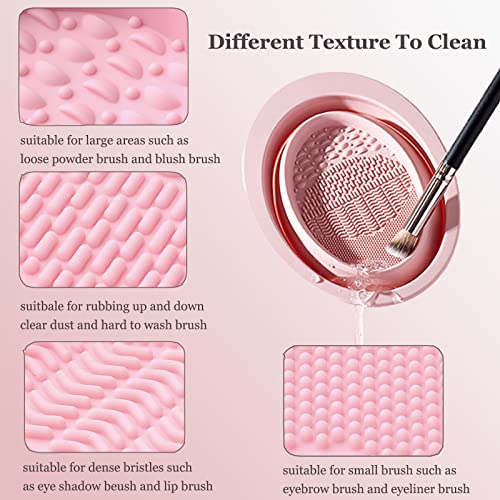 Aremod Makeup Brush Cleaner Silicone Makeup Brush Cleanser Mat Foldable Cosmetic Brush Cleaning Pad Makeup Eraser Bowl Beauty Sponge Brush Washing Tool(Pink) #TOP3