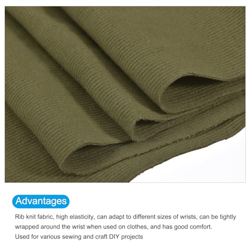 Image of MECCANIXITY 39 inch Elastic Cuffs Ribbed Trims Cotton Fabric Knit Rib Stretch Tape Cuff Sleeve Waistband for Sewing, 8 inch Wide Army Green