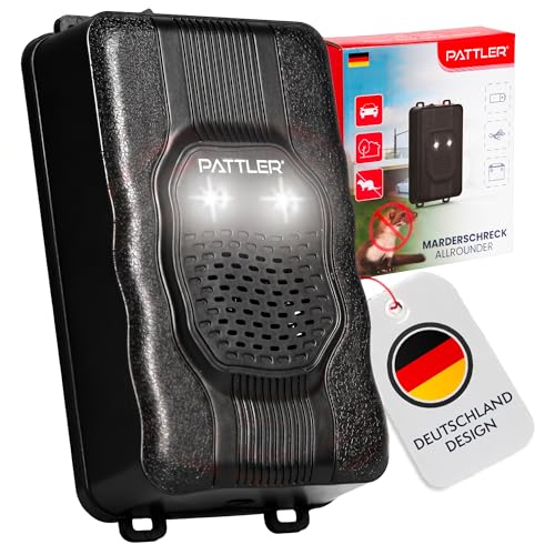PATTLER® Anti Martre à Ultrasons avec Lumière – Répulsif Anti Martre pour Voiture avec Alimentation 12V, Piles AA ou USB, Protection Efficace contre les...