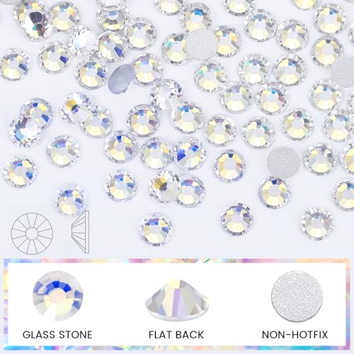 Image of Rhinestones Glass Rhinestones for Crafts Nail rhinestones Flatback Nail Gems and Rhinestones for Nails Art Makeup Bags Shoes Decoration DIY(1440pcs, SS16, Moon Night)