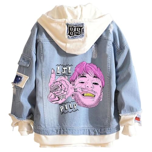 Image of KPOP Rapper Denim Jacket Jeans Love Printed Fashion Sport Hip Hop Hoodie