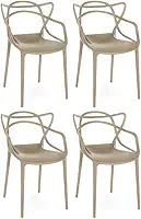 Kit 4 Cadeiras de Jantar Allegra Prática Empilhável - Nude