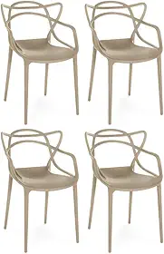 Kit 4 Cadeiras de Jantar Allegra Prática Empilhável - Nude