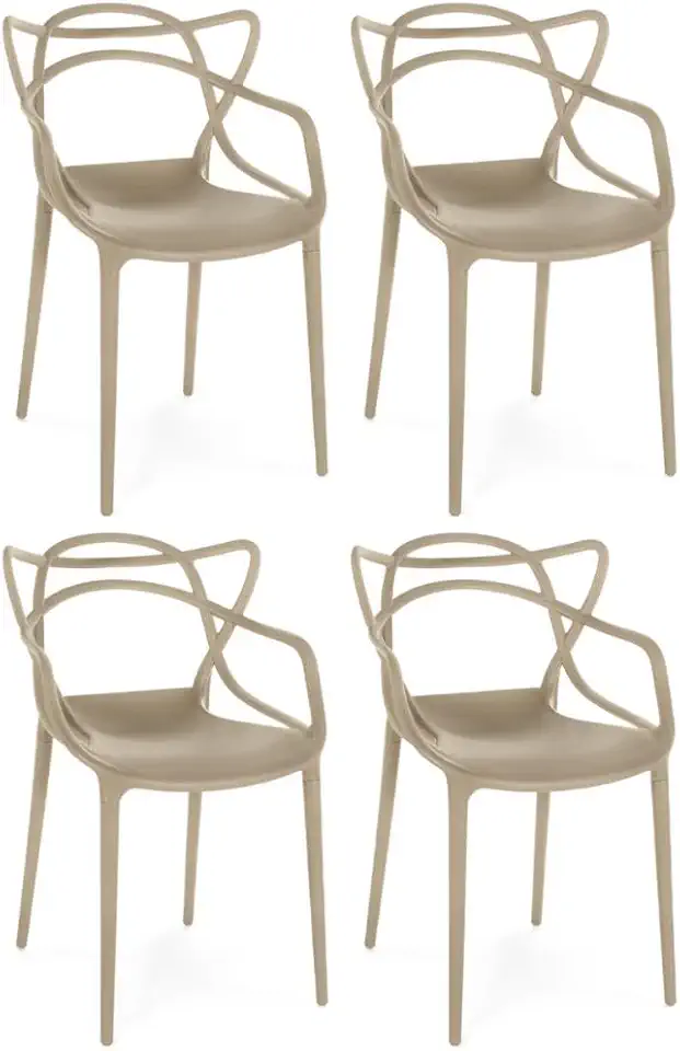 Kit 4 Cadeiras de Jantar Allegra Prática Empilhável - Nude
