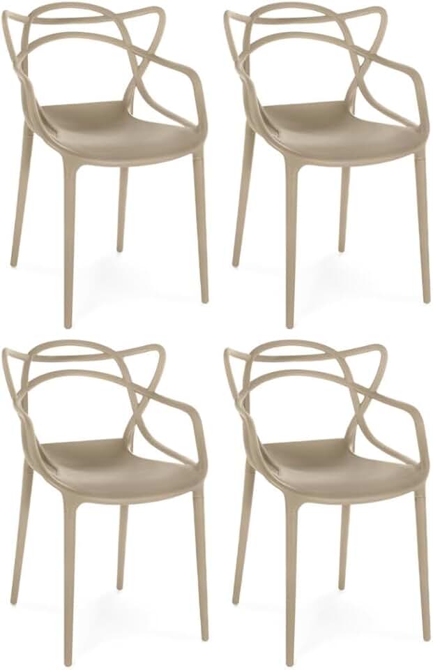 Kit 4 Cadeiras de Jantar Allegra Prática Empilhável - Nude