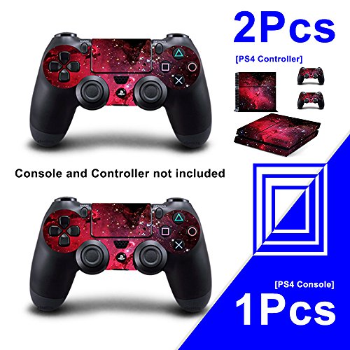 Eseeking Whole Body Vinyl Skin Sticker Decal Cover For Ps4 Console And 2Pcs Controllers Skins Wine Red Nebula #TOP1