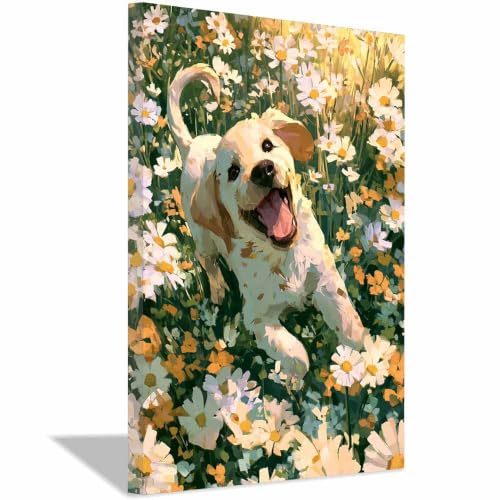 Tableau moderne Labrador multicolore 60x90cm idéal pour illuminer votre bureau à domicile