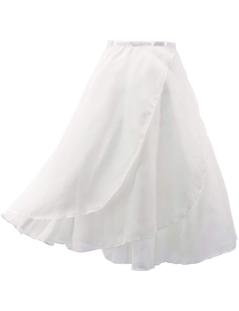 Phoeswan Dance Skirts for Women, 2 Layers Chiffon Ballet Skirt, White Women's Dance Wrap Skirt with Tie, White-2 Layers