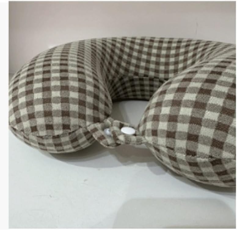 Business Color-Matched Checkered Memory Foam U-Shaped Neck Support Pillow with Slow Recovery Backrest Cushion