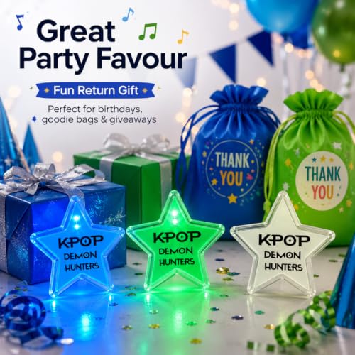 Image of Wanna Party Korean Pop Inspired LED Light-Up Star Badge | Flashing Glow Badge for Kids and Adults | Birthday Party, Concert, Dance Event, Costume, Return Gift & Party Favour - 1PC