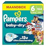 Pampers Baby-Dry Paw Patrol-editie Luiers, Maat 6, 164 Stuks, 13kg-18kg, Met Een Stop & Protect Pocket Om Lekken Aan De Achterkant Te Helpen Voorkomen, Maandbox