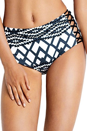 Seafolly Women's Standard Modern Tribe High Waisted Lattice Pant Bikini Bottom Swimsuit