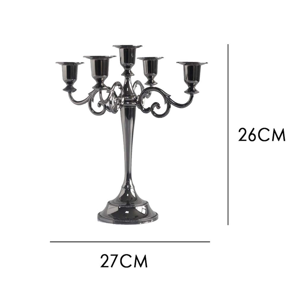 Queta Chandelier Bougeoir en Métal Style d'Européen Chandelier de Mariage Candélabre pour Noël Cadeau d'anniversaire Décor à La Maison (Noir)