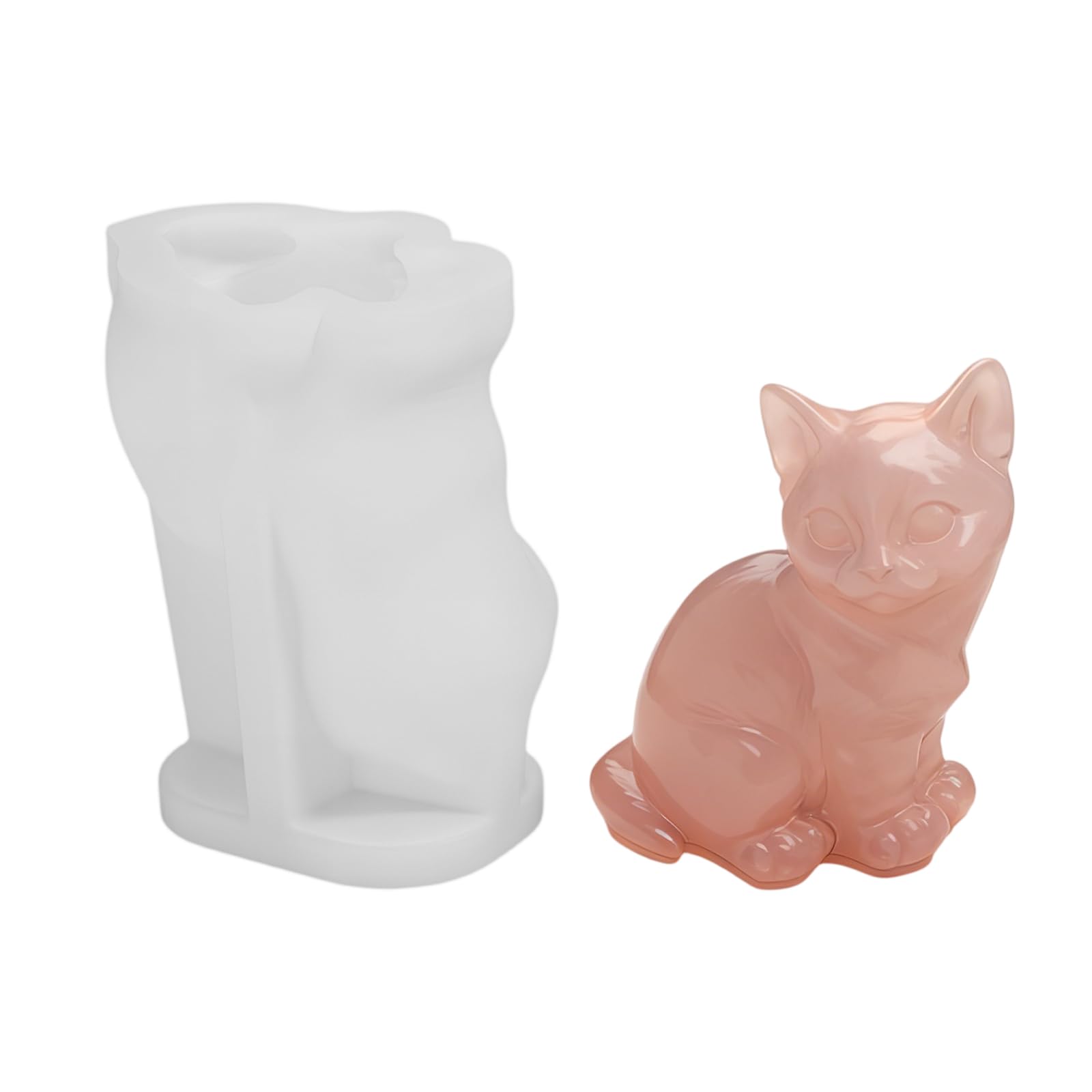 3D Cat Silicone Mould, Silicone Casting Molds, Soap Molds Animal Candle Moulds Reusable, Squishy Making, DIY Mold for Epoxy Resin, Polymer, Clay, Plaster, Wax, Soap (Cat Looking Back)