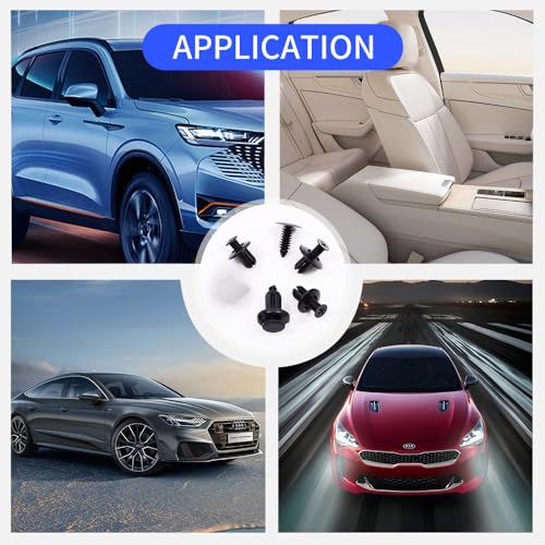 Image of 100 PCS Bumper Retainer Clips Car Rivets Fasteners Retainer Kit and 1 Fastener Removers Most Popular Sizes Auto Push Pin Rivets Set -Door Trim Panel Fender Clips for GM Ford Toyota Honda Chrysler