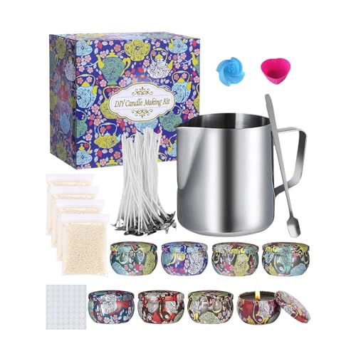 HYSINSE Kit de fabricación de Velas perfumadas, Juego de Bricolaje para Principiantes de Velas, Juego de Inicio Que Incluye latas, frascos, mechas de Velas, Regalo del día de la Madre. (A)