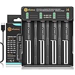 WISSBLUE 18650 Battery Charger 4port, 3.7v/1.2v 2A Fast Charger for 26650 18650 18490 18350 17670 17500 16340 14500 Li…