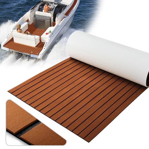 Xisair Tapis de Pont de Bateau EVA Imitation Mousse de Teck, Décoration de Pont de Bateau en Teck Antidérapante et Auto-Adhésive pour Yachts, Voiliers,...