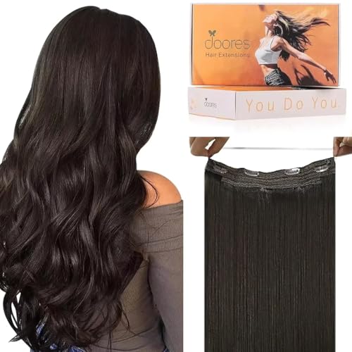 DOORES Wire Hair Extensions 12 Inch 70g Remy Human Wire Hair Extensions Invisible Transparent Line Adjustable Hairpieces Secret Extensions Straight Hair Dark Brown