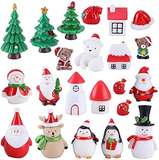 Bebester Fairy Garden Accessories, 22Pcs Christmas Miniature Ornaments Santa Claus Snowman Bell Gift for DIY Garden Dollhouse Decoration Micro Landscape Accessories